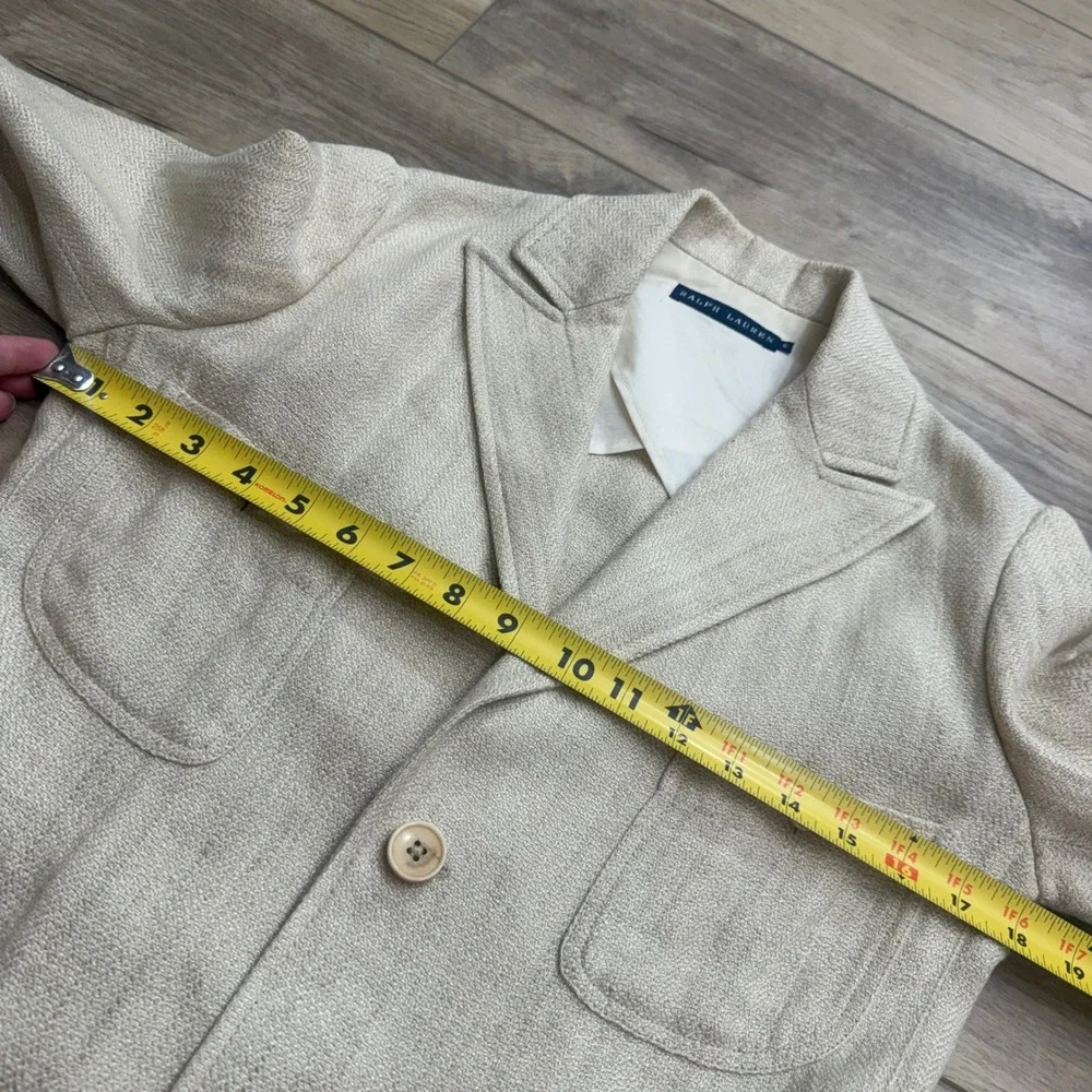 Ralph Lauren Cream Linen Herringbone Safari Blazer Jacket Capsule Italy Size 6 - Picture 12 of 15
